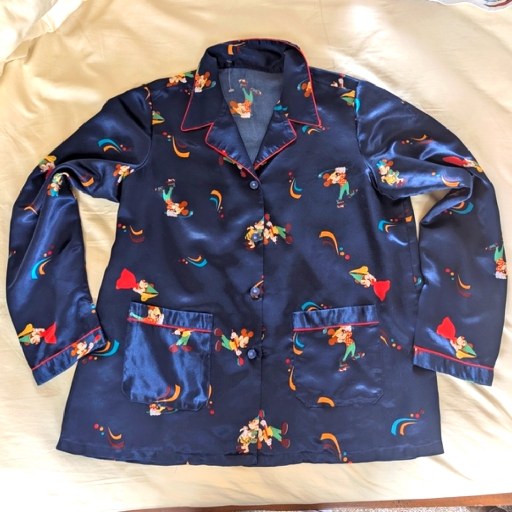 Women's Navy Mickey Mouse Button Down Shirt